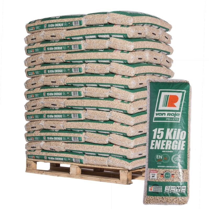 Pellets de Madeira Van Roje – Palete com 65 Sacos de 15 kg – Alta Qualidade Alemã