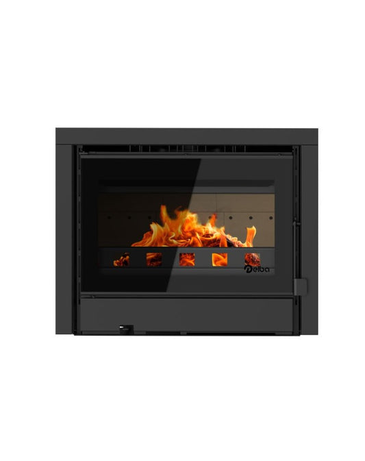 Recuperador a lenha Delba DB-931/2 – 9,3 kW, ventilado, vidro serigrafado, até 80 m²