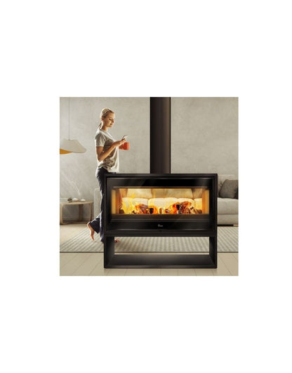 Salamandra a lenha Lacunza Verona 1003 – 17 kW, dupla combustão, dupla face, até 151 m²