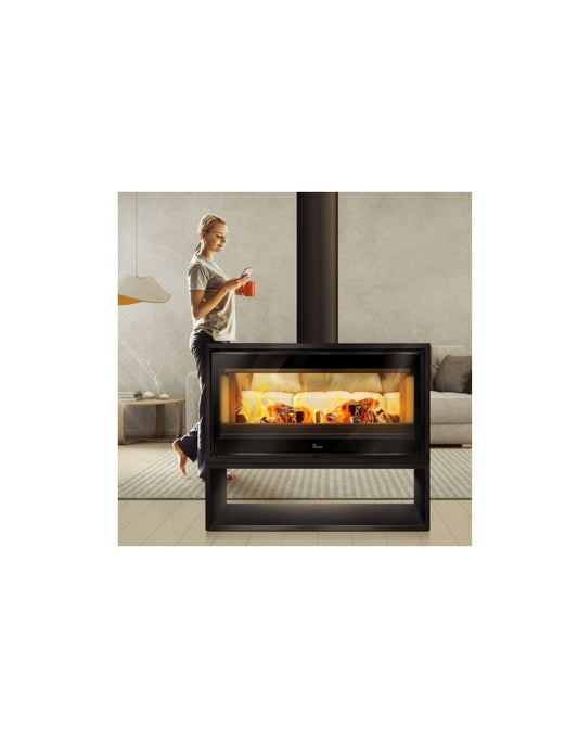 Salamandra a lenha Lacunza Verona 1003 – 17 kW, dupla combustão, dupla face, até 151 m²