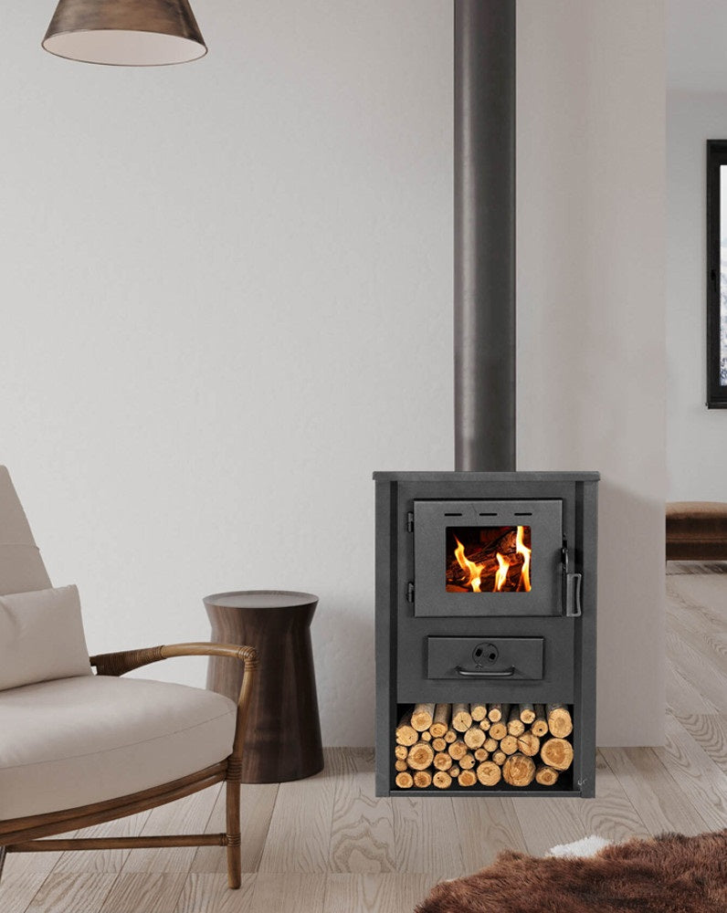 Salamandra a Lenha Cozy Neiva – 7 kW, Aquecimento até 30 m², cor preta